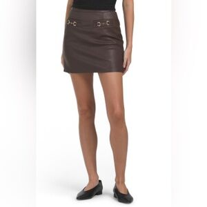Brown Faux Leather Mini Skirt